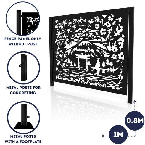 Oriental Japanese Garden Privacy Balcony Deck Steel Panels Railing Metal Decorative Screens