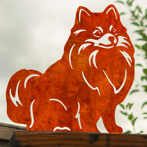 Pomeranian Metal Statue Garden Ornament Home Decoration Gift for Dog Owner