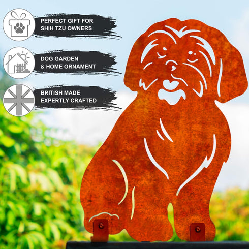 Shih Tzu Metal Statue Garden Ornament Home Decoration Gift for Dog Owner