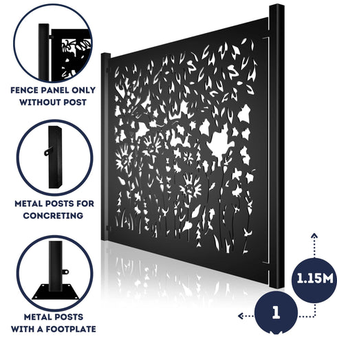Metal Fence Panels and Posts, Summer Garden Steel Fencing Screens