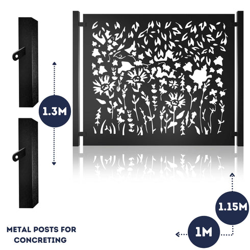 Metal Fence Panels and Posts, Summer Garden Steel Fencing Screens