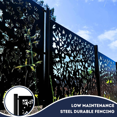Metal Fence Panels and Posts, Summer Garden Steel Fencing Screens
