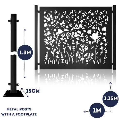 Metal Fence Panels and Posts, Summer Garden Steel Fencing Screens