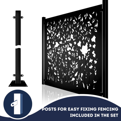 Metal Fence Panels and Posts, Summer Garden Steel Fencing Screens