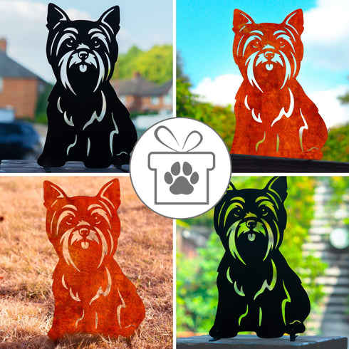 Yorkshire Terrier Metal Statue Garden Ornament Home Decoration Gift for Dog Owner