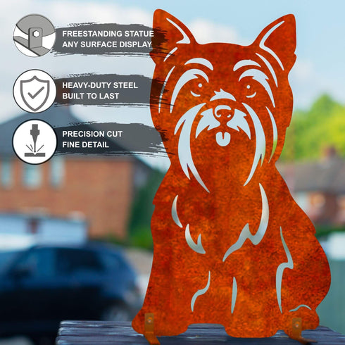 Yorkshire Terrier Metal Statue Garden Ornament Home Decoration Gift for Dog Owner