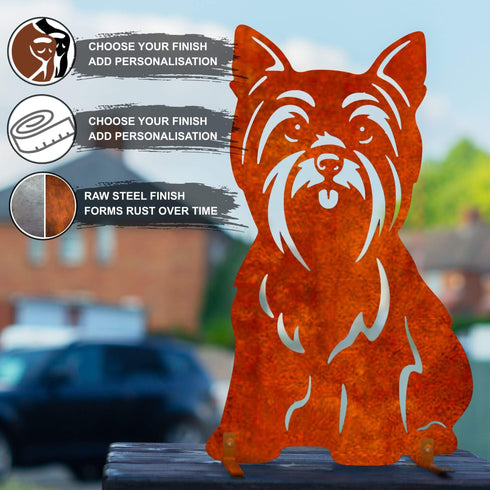 Yorkshire Terrier Metal Statue Garden Ornament Home Decoration Gift for Dog Owner