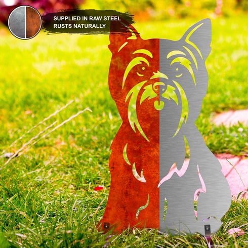 Yorkshire Terrier Metal Statue Garden Ornament Home Decoration Gift for Dog Owner