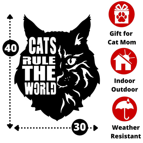 Maine Coon CAT Wall Art Hanging Sign - Present for Dog Lovers, Metal Laser Cut Home Décor, Patio, Garden, Room, Indoor or Outdoor Artwork Gift Plaque