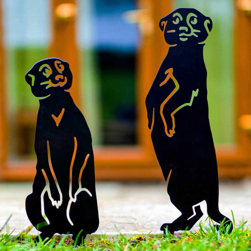 Meerkats Garden Ornament Metal Animal Outdoor Decoration Gift for Gardener Mothers Day
