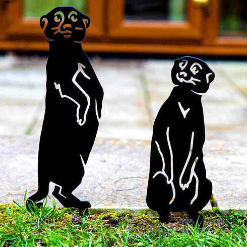 Meerkats Garden Ornament Metal Animal Outdoor Decoration Gift for Gardener Mothers Day