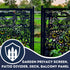 Peacock Garden Fence Panels Privacy Screens with Glass inserts, Metal, Laser Cut, Black Powder Coated. Made in UK
