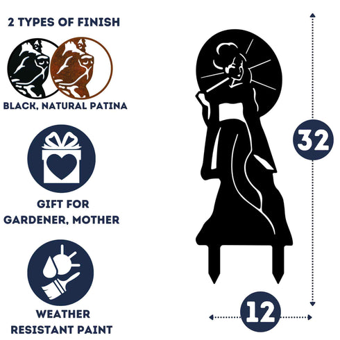 Geishas Garden Ornament Statue, Metal Sculpture for Oriental Japanese Zen Garden, Outdoor Lawn Decoration, Housewarming Gift.