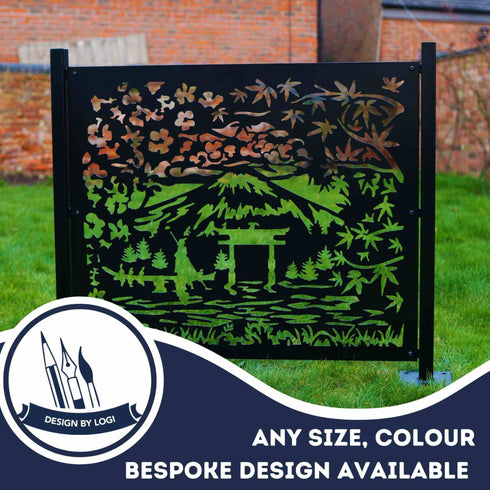 Metal Garden Fence Panels Japanese Fencing Screens Geisha on a Bridge