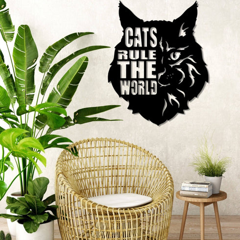 Maine Coon CAT Wall Art Hanging Sign - Present for Dog Lovers, Metal Laser Cut Home Décor, Patio, Garden, Room, Indoor or Outdoor Artwork Gift Plaque
