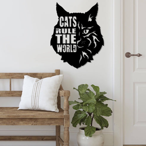 Maine Coon CAT Wall Art Hanging Sign - Present for Dog Lovers, Metal Laser Cut Home Décor, Patio, Garden, Room, Indoor or Outdoor Artwork Gift Plaque