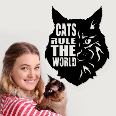 Maine Coon CAT Wall Art Hanging Sign - Present for Dog Lovers, Metal Laser Cut Home Décor, Patio, Garden, Room, Indoor or Outdoor Artwork Gift Plaque