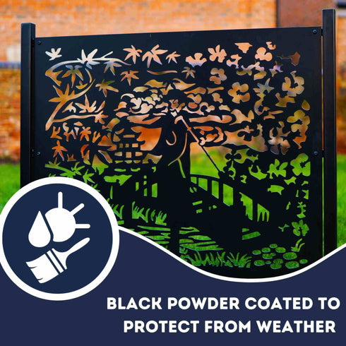 Metal Garden Fence Panels Japanese Fencing Screens Geisha on a Bridge
