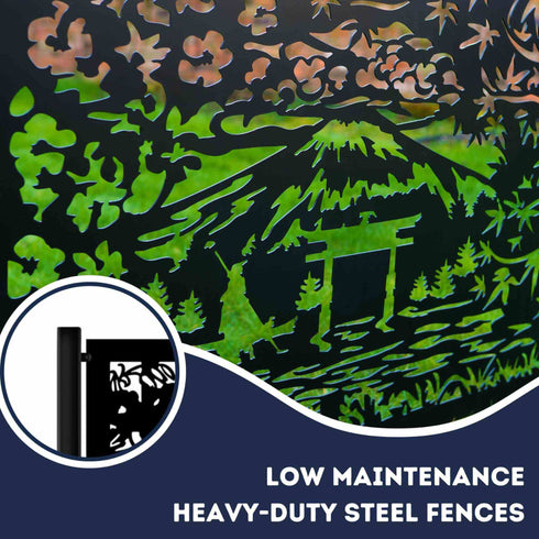 Metal Garden Fence Panels Japanese Fencing Screens Geisha on a Bridge