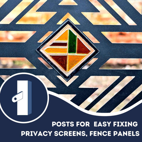 Art Deco Garden Fence Panels Privacy Screens with Glass inserts, Metal, Laser Cut, Black Powder Coated. Made in UK