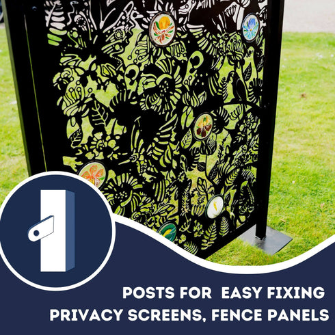 The Exotic Garden Garden Fence Panels Privacy Screens with Glass inserts, Metal, Laser Cut, Black Powder Coated. Made in UK