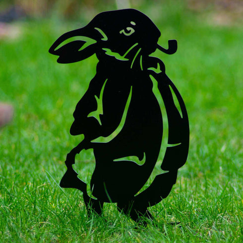 3 Rabbits Garden Stakes Set- Easter Bunny Metal Decor White Rabbit Metal Yard Art Garden Metal Hare Stakes