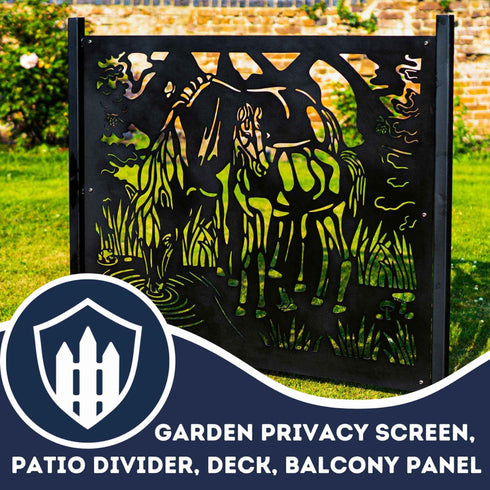 Metal Fence Panels Grazing Horses Garden Fencing Screens