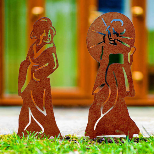 Geishas Garden Ornament Statue, Metal Sculpture for Oriental Japanese Zen Garden, Outdoor Lawn Decoration, Housewarming Gift.