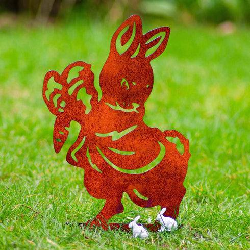 3 Rabbits Garden Stakes Set- Easter Bunny Metal Decor White Rabbit Metal Yard Art Garden Metal Hare Stakes