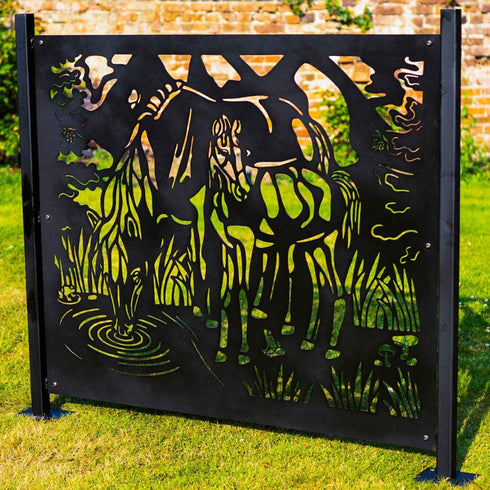 Metal Fence Panels Grazing Horses Garden Fencing Screens