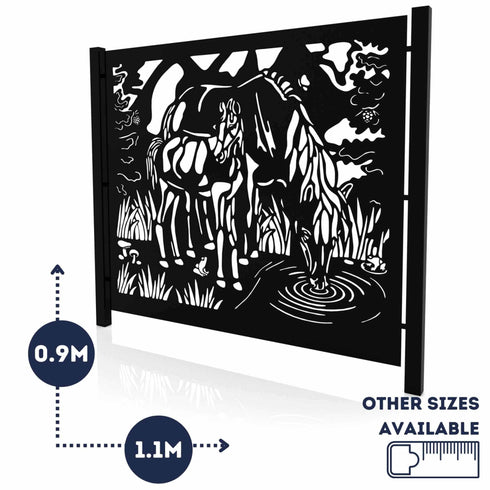 Metal Fence Panels Grazing Horses Garden Fencing Screens