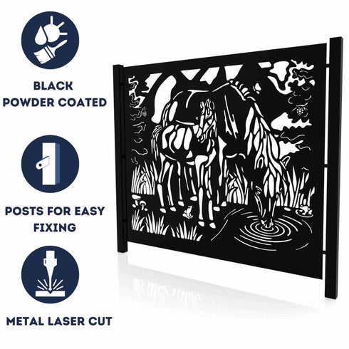 Metal Fence Panels Grazing Horses Garden Fencing Screens