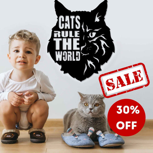 Maine Coon CAT Wall Art Hanging Sign - Present for Dog Lovers, Metal Laser Cut Home Décor, Patio, Garden, Room, Indoor or Outdoor Artwork Gift Plaque