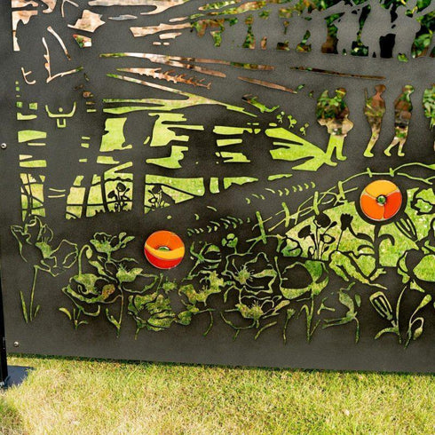 Lest We Forget ( Remembrance Day) Patio screen or Fence panel with Glass inserts