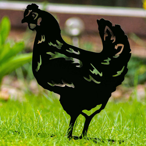 Chickens Garden Ornament Metal Birds Decoration