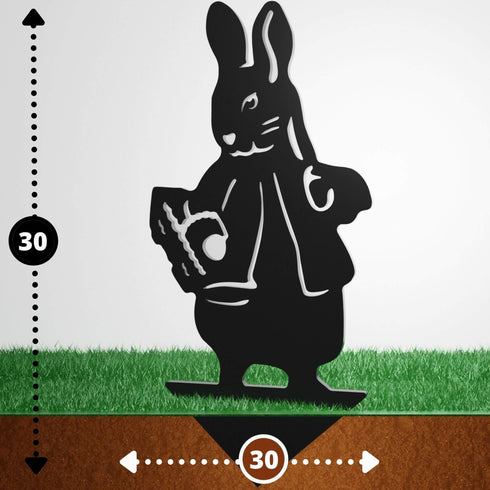 3 Rabbits Garden Stakes Set- Easter Bunny Metal Decor White Rabbit Metal Yard Art Garden Metal Hare Stakes