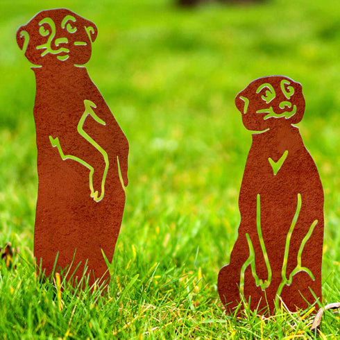 Meerkats Garden Ornament Metal Animal Outdoor Decoration Gift for Gardener Mothers Day