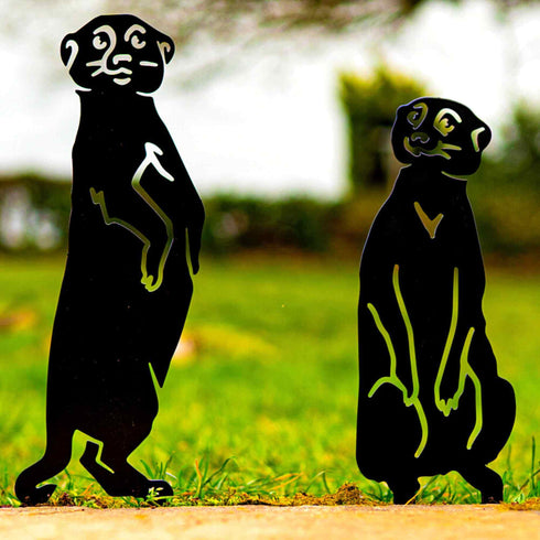 Meerkats Garden Ornament Metal Animal Outdoor Decoration Gift for Gardener Mothers Day