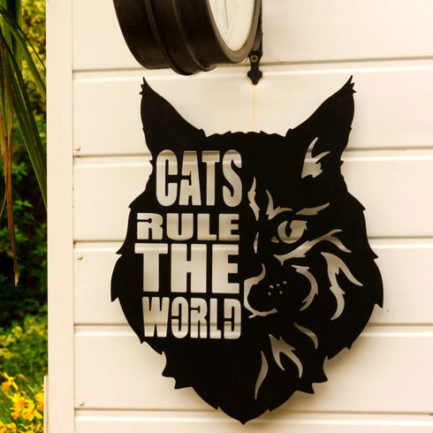 Maine Coon CAT Wall Art Hanging Sign - Present for Dog Lovers, Metal Laser Cut Home Décor, Patio, Garden, Room, Indoor or Outdoor Artwork Gift Plaque