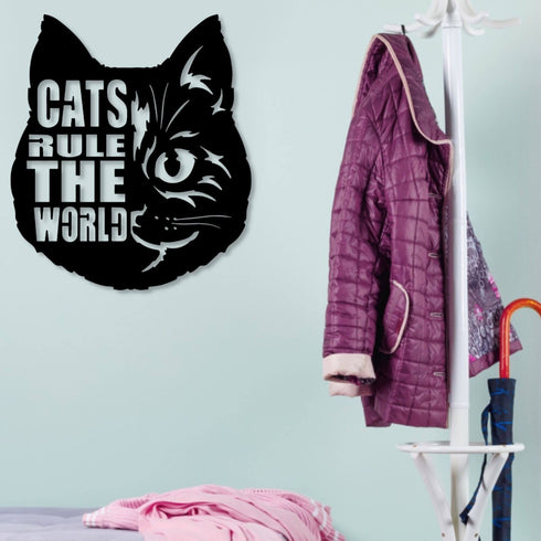 House Cat Wall Art Hanging Sign – Present for Cat Lover, Metal Laser Cut Home Décor, Patio, Garden, Room, Indoor or Outdoor Artwork Gift Plaque