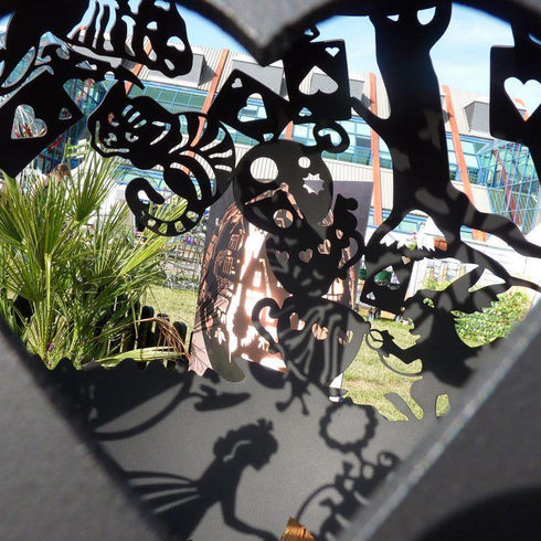 Alice in Wonderland Spherical Fire Pit - build-in ash pan, weather and heat resistant paint, base with fixing holes for stability