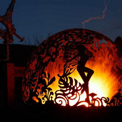 Fantasy Spherical Fire pit at Night