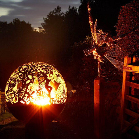 Fantasy Spherical Fire pit at Night