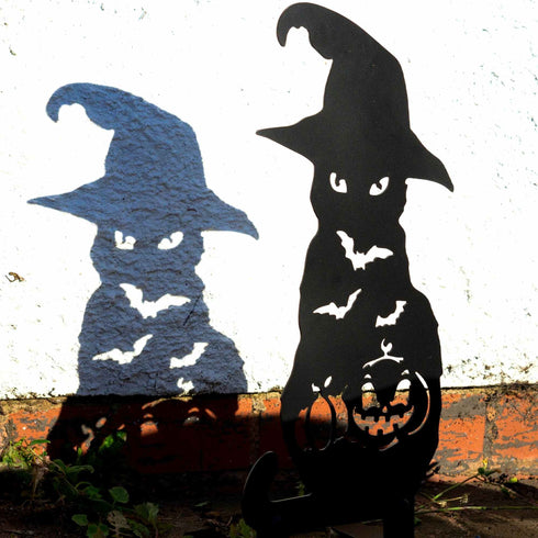 Black Cat Carved Pumpkin Halloween Garden Decoration Sculpture Door Stop