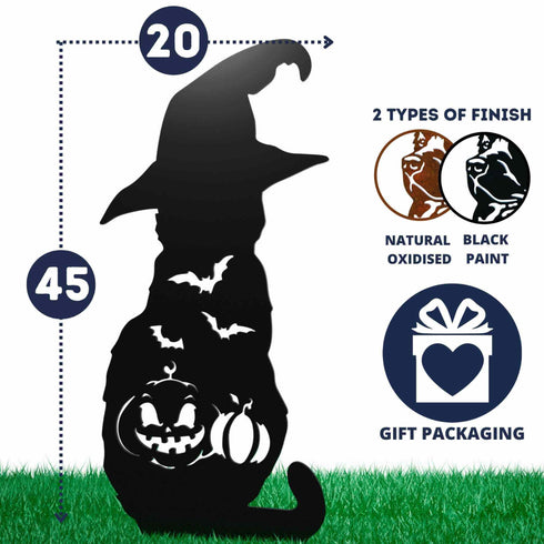 Black Cat Carved Pumpkin Halloween Garden Decoration Sculpture Door Stop