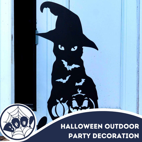 Black Cat Carved Pumpkin Halloween Garden Decoration Sculpture Door Stop