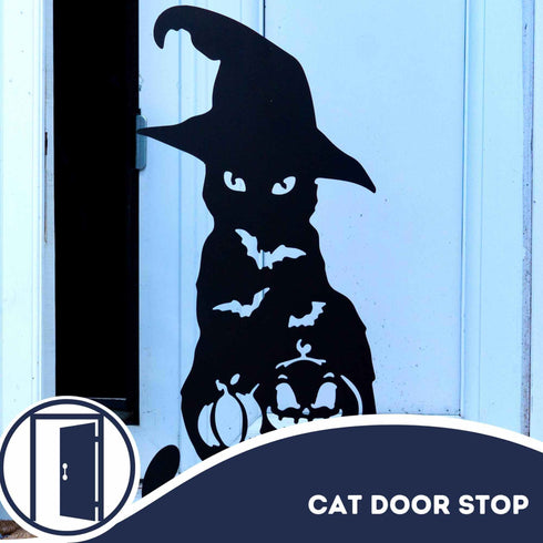 Black Cat Carved Pumpkin Halloween Garden Decoration Sculpture Door Stop