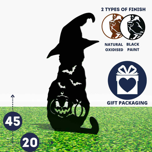 Black Cat Carved Pumpkin Halloween Garden Decoration Sculpture Door Stop