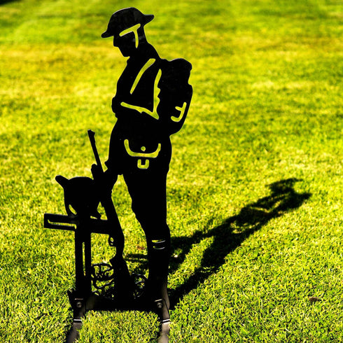 Lest We Forget Soldier Silhouette Military Statue Remembrance Day Sculpture Army Poppy Metal Art Laser Cut Figurine Veteran Tribute Memorial