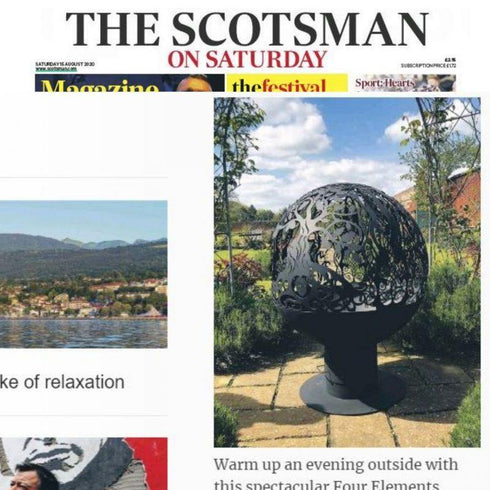 Four Elements Spherical Fire Pit in The Scotsman newspaper